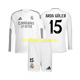 Fußballtrikots Real Madrid Arda Guler 15 Kinder Heim Trikotsatz 2024-2025 Langarm